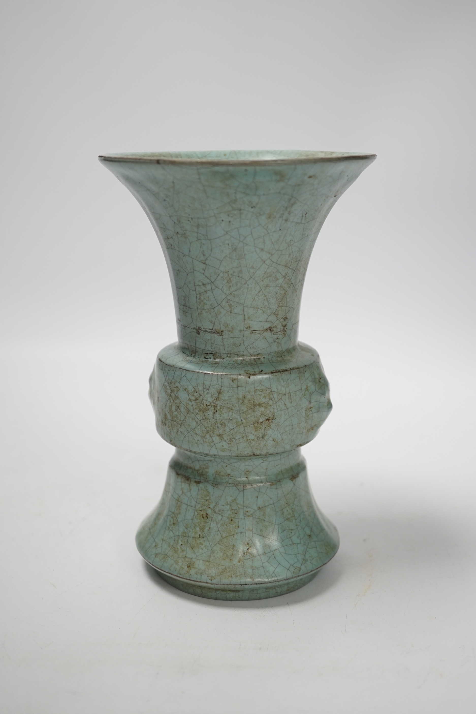 A Chinese turquoise glazed gu vase, 18cm